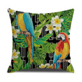Tropical Birds Linen Pillowcase Set for Decorative Throw Cushions by Axyaa