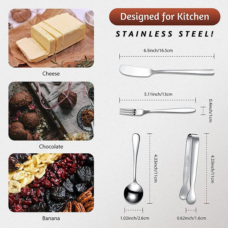 Axyaa 14-Piece Mini Cutlery Set: Tongs, Spatulas, Spoons, Forks - Non-Stick Tableware