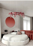 Axyaa Nordic Retro U-shaped Round Chandelier - Modern Living Room Dining Bedroom Red Lamp