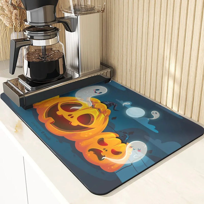 Axyaa Pumpkin Printing Silicone Coasters for Halloween Style Kitchen Décor