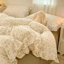 Axyaa Princess Style Ruffle Lace Bow Bedding Set - 4pcs