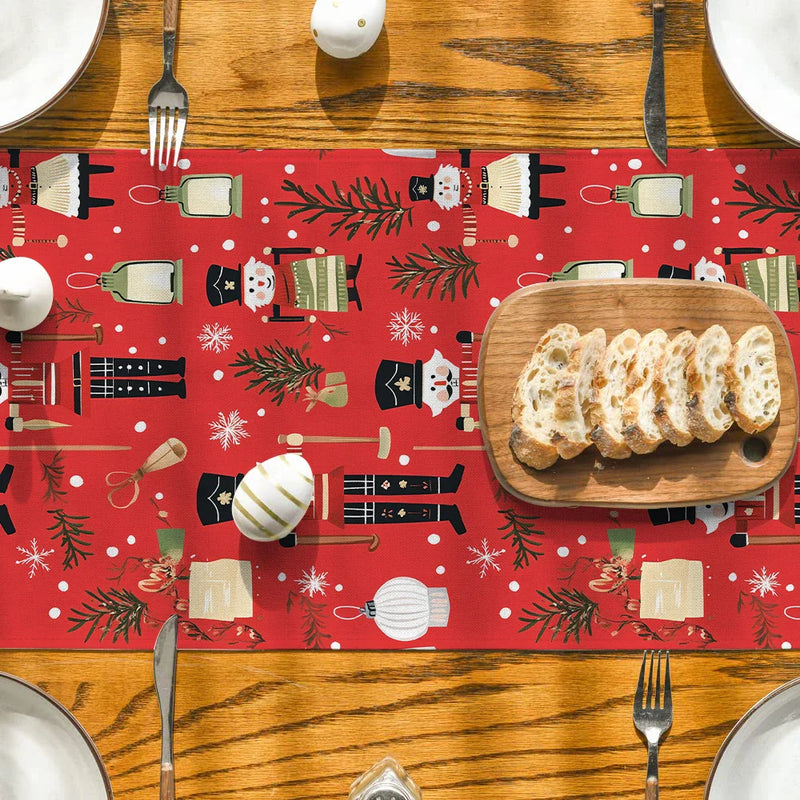 Rustic Nutcracker Table Runner by Axyaa: Festive Dining & Home Decor