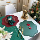 Axyaa Green Flower Placemats Set - Faux Leather Table Mats for Indoor & Outdoor Decor