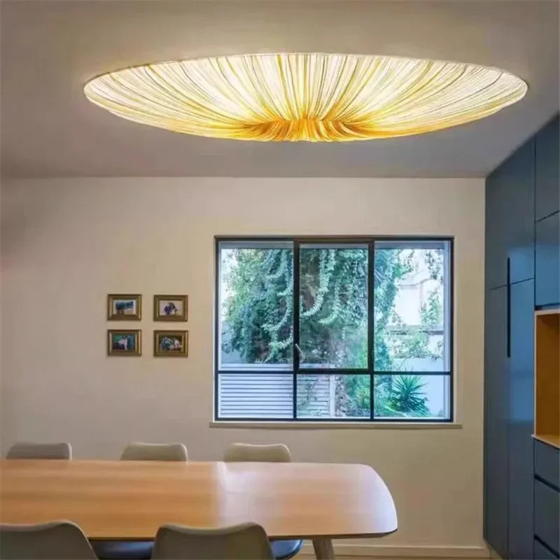 Axyaa White Fabric LED Ceiling Light for Living Room, Bedroom, Restaurant