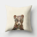 Axyaa Minimalist Spring Tree Landscape Pillow Cover - Bear Penguin Cartoon Animal Pillowcase