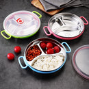 Axyaa Stainless Steel Round Lunch Box | Leak-proof Kids Bento Box with Compartments