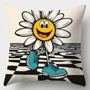 Axyaa Black and White Checkered Pillow Covers Set of 4, 17.7x17.7 Inches