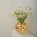 Axyaa Gold Electroplated Ceramic Vase for Home Decor, Handcrafted European Style Ornament