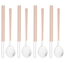 Axyaa Silver Grey Handle Dinnerware Set Stainless Steel Cutlery Spoon Chopsticks