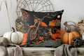 Halloween Skulls Witch Hat Patterned Pillow Cover by Axyaa for Sofa, Bedroom, Car