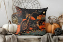 Halloween Skulls Witch Hat Patterned Pillow Cover by Axyaa for Sofa, Bedroom, Car