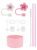 Axyaa Stanley Cup Silicone Accessories Set with Spill-Proof Stopper, Reusable Straw, and Cleaning Brush