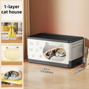 Axyaa Cat House Cabinet: 1-3 Tier, 60cm Wide, Black/Gray for Bedroom/Living Room