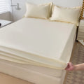Axyaa 100% Cotton Fitted Sheet & Pillowcase Set, White, 180x200, 3Pcs