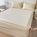 Axyaa 100% Cotton Fitted Sheet & Pillowcase Set, White, 180x200, 3Pcs