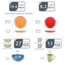 Axya Navia Stoneware Ceramic Dinnerware Set: Dinner Plate, Dessert Plate, Bowl, Mug