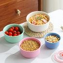 Axyaa Wheat Straw Fresh-Keeping Bowl Set with Lid - Microwaveable Round Lunch Box