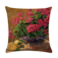 Axyaa Retro Flower Oil Painting Linen Pillowcase 45*45cm