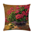 Axyaa Retro Flower Oil Painting Linen Pillowcase 45*45cm