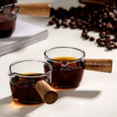 Axyaa Glass Measuring Cup with Wooden Handle and Single Spout, 100ml Coffee Supplies