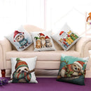 Christmas Cartoon Animal Printed Pillowcase by Axyaa: Decorative Throw Cover for Sofa, Living Room, Cushion