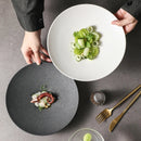 Axyaa Matte Black Western Food Plate Pasta Noodles Bowl Shallow Dish Set