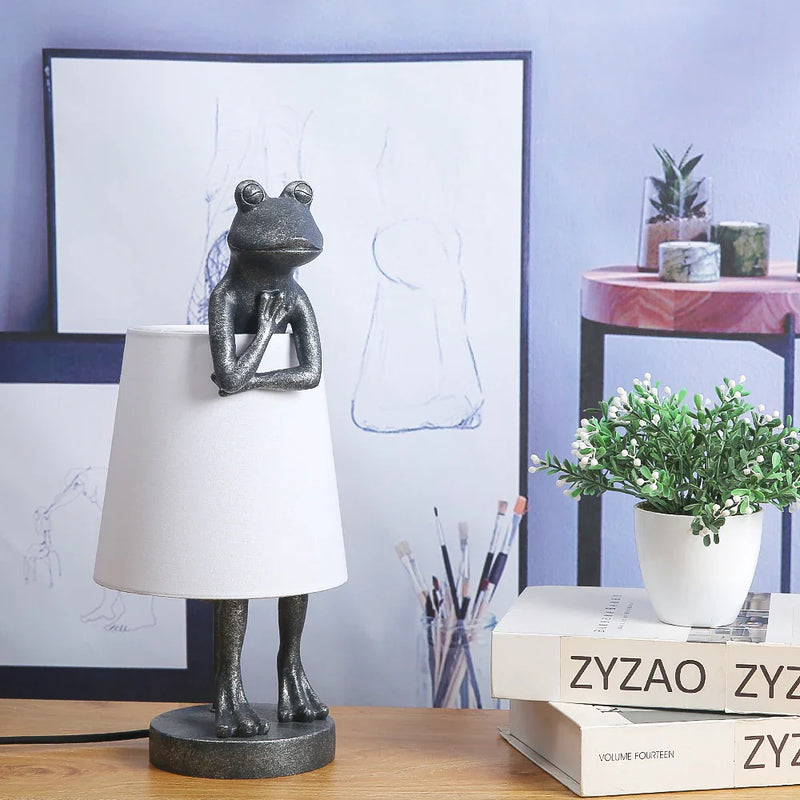 Axyaa Frog Resin Table Lamp: Retro Design LED Desk Light for Bedroom & Living Room