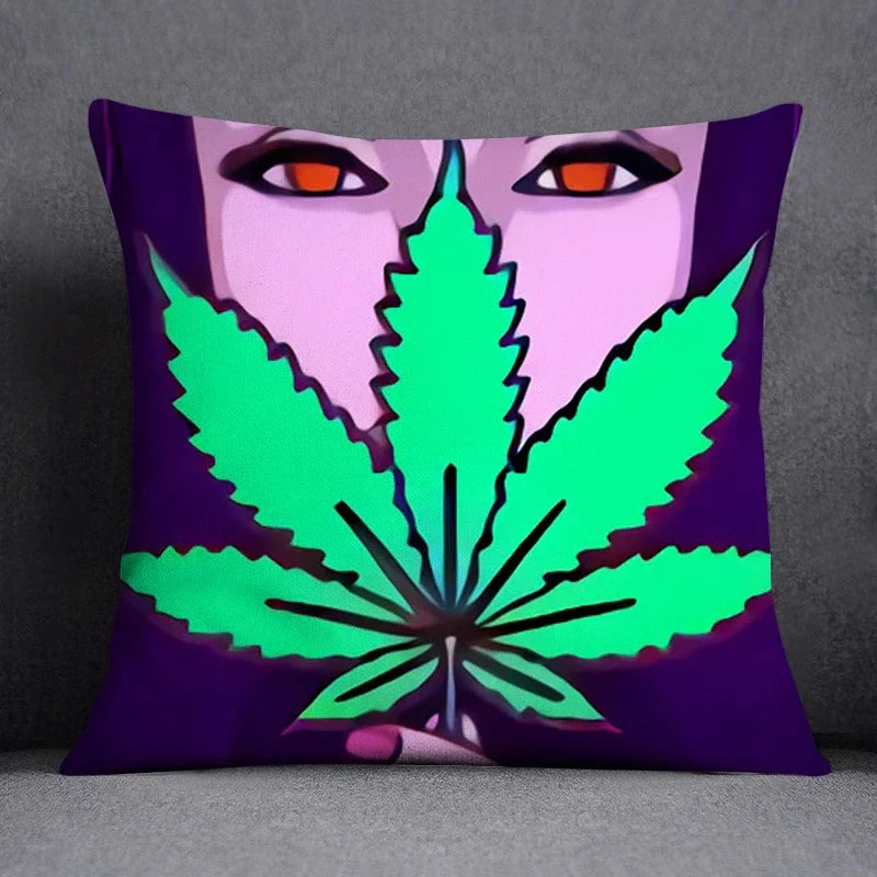 Axyaa Green Leaf Theme Pillowcase - Decorative Polyester Home Decoration 45*45cm