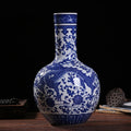 Axyaa Blue White Porcelain Vase Antique Chinese Ceramic Home Decor Flower Arrangement