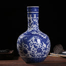 Axyaa Blue White Porcelain Vase Antique Chinese Ceramic Home Decor Flower Arrangement