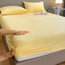 Axyaa Velvet Fitted Sheet & Pillowcase Set | Non-Slip Soft Mattress Cover