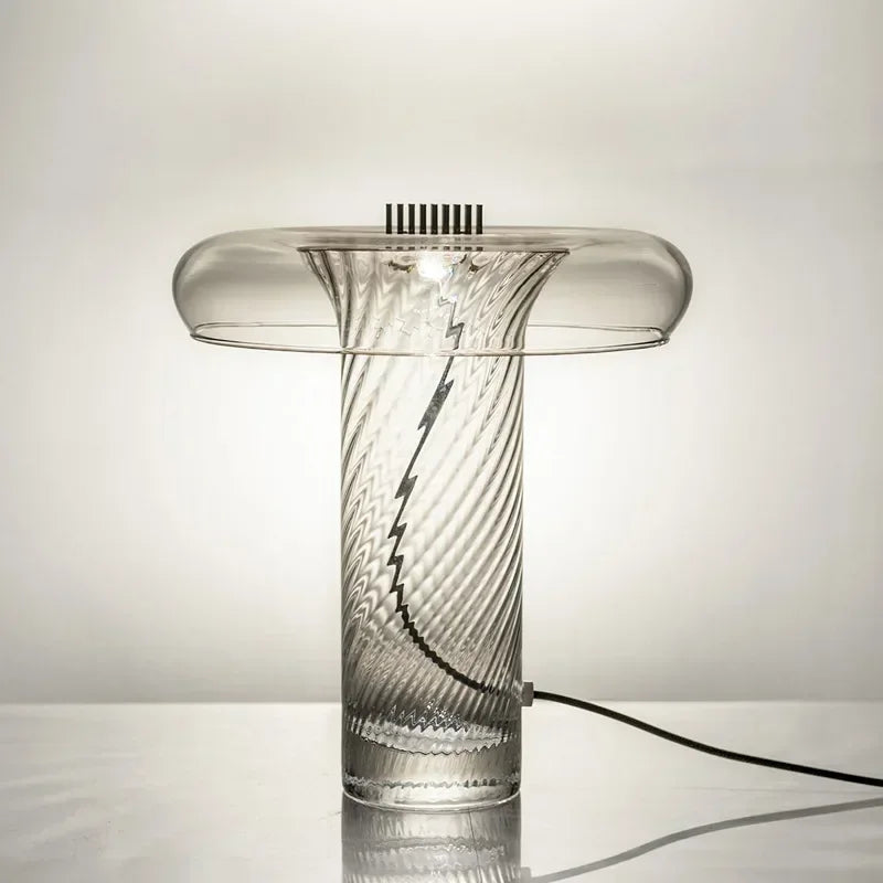 Axyaa Twisted Pattern Glass LED Table Lamp for Study Bedroom Bedside