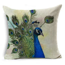 Axyaa Peacock Feather Linen Cushion Cover 45x45cm for Sofa Bed Decor