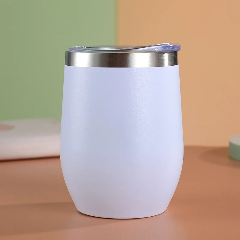 Axyaa Stainless Steel Thermos Bottle, 12oz Eggshell Cup for Travel, Office, School