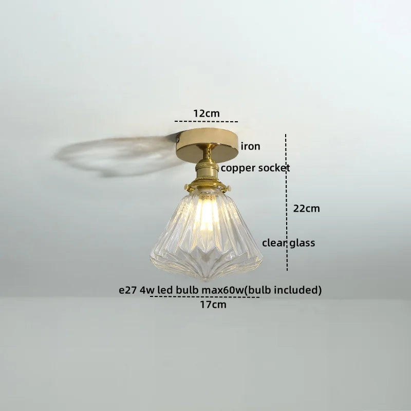 Axyaa Copper Glass LED Ceiling Light for Home Decor - Nordic Style Fixtures
