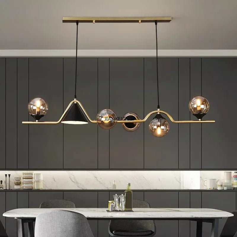 Modern Glass Ball LED Pendant Light for Kitchen Dining Room by Axyaa