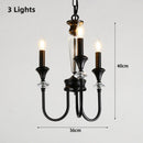Axyaa Black Iron Crystal Chandelier Candle Lamp for Country Living Room