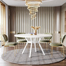 Axyaa 47-Inch Round Farmhouse Dining Table for 4-6 People, Industrial Kitchen Dinner Table