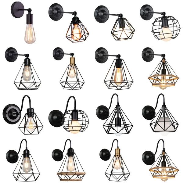 Axya Industrial Retro Loft Wall Lights Vintage Cage Guard Bedside Sconce LED Lamp
