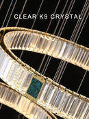 Axyaa Large Crystal Ceiling Pendant Light Fixture Luxury Villa Stairwell Decor Gold