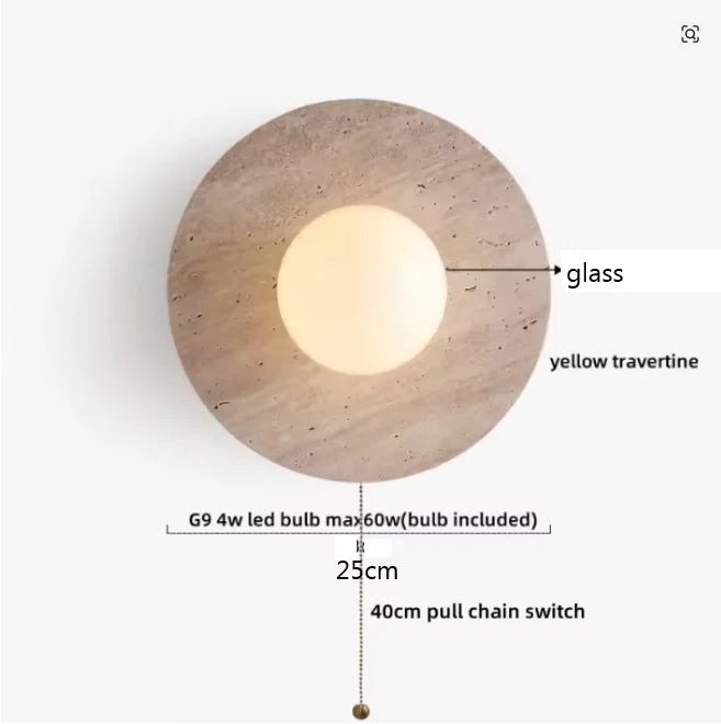 Axyaa White Glass Stone LED Wall Lamp for Living Room, Bedroom, Bathroom Mirror Lighting