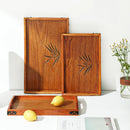 Axyaa Wooden Tea Tray: Orchid Tea Color, Chinese Rectangular Solid Wood Tray