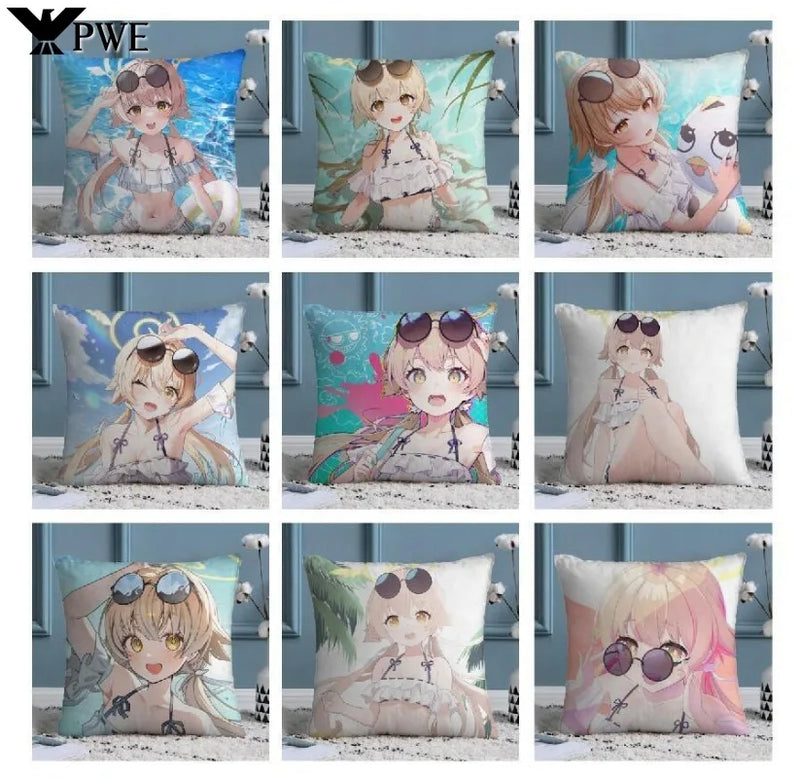 Axyaa Anime Blue Archive Throw Pillow Case - Home Decor Sofa Cushion Cover