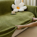 Axyaa Solid Non-Slip Sofa Cover with Tassel Edge - Breathable & Washable