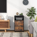Axyaa Wood File Cabinet with Lock, 2 Drawers, Storage Shelf, Printer Stand & Wheels
