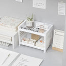 Axyaa Double Layer White Desktop Storage Rack for Desk Organization