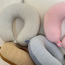 Axyaa Knitted Striped U-Neck Pillow: Multi-Function Travel & Aircraft Pillow