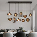Axyaa Nordic Smoke Gray Glass Chandelier: Modern Industrial Style Hanging Light for Restaurants, Cafes, and Bars