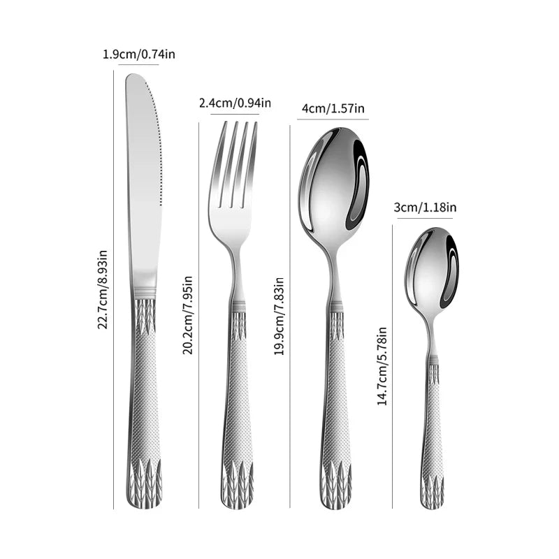 Axyaa Stainless Steel Cutlery Set - Steak Knife, Fork & Spoon Combo for Family, Hotel, Party