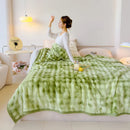 Axyaa Luxe Double Layer Rabbit Fur Blanket: Soft & Warm Sofa Throw Blanket